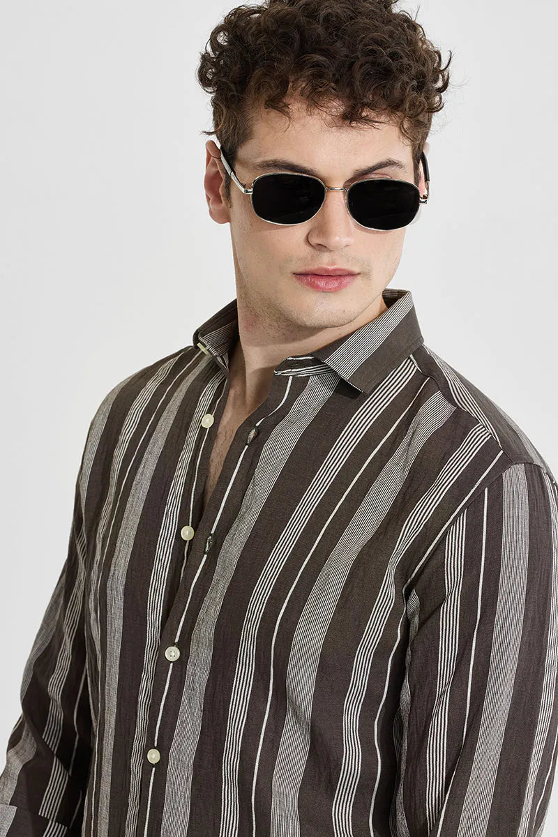 Olive Stripes Slim Fit Shirt